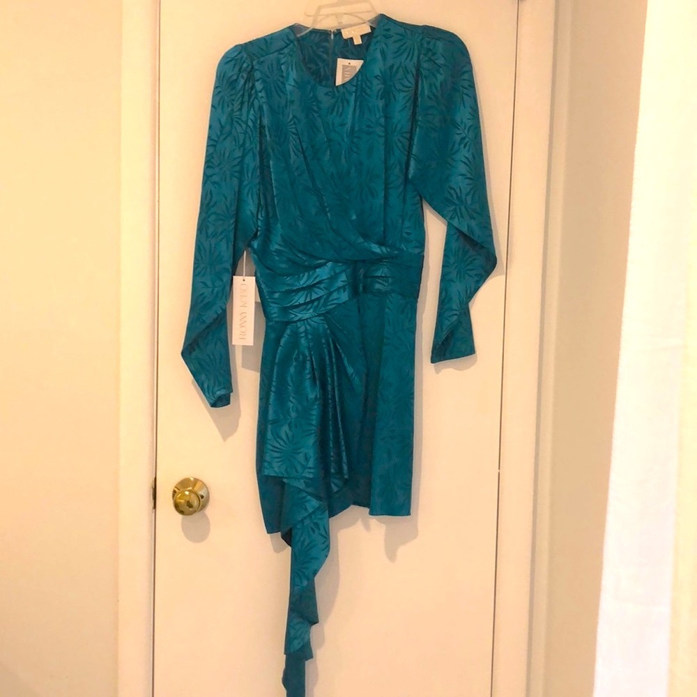 NWT Ronny Kobo Santana Satin Jacquard Mini Dress - Picture 7 of 10